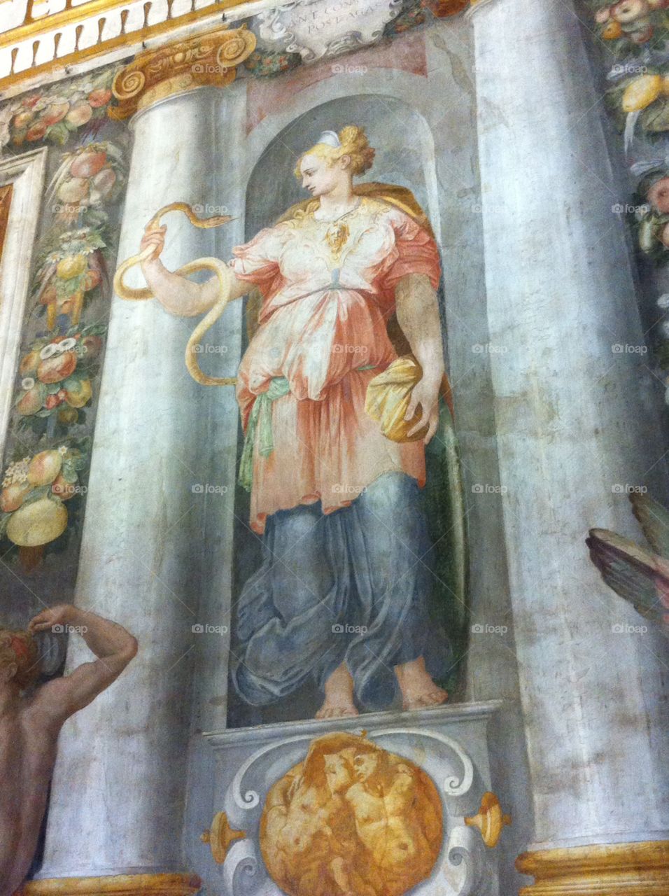 Fresco at Castel Sant' Angelo. A fresco depicting a woman from the Papal living quarters in Castel Sant' Angelo.