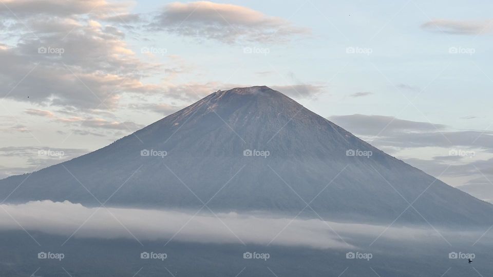 mountain and clouds