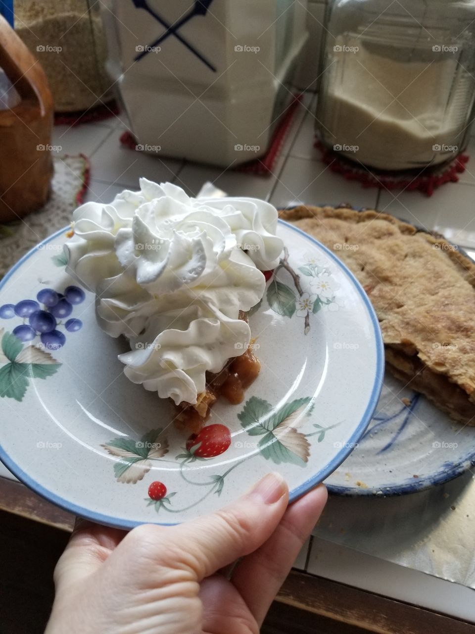 Homemade Apple Pie with Whipped Cream