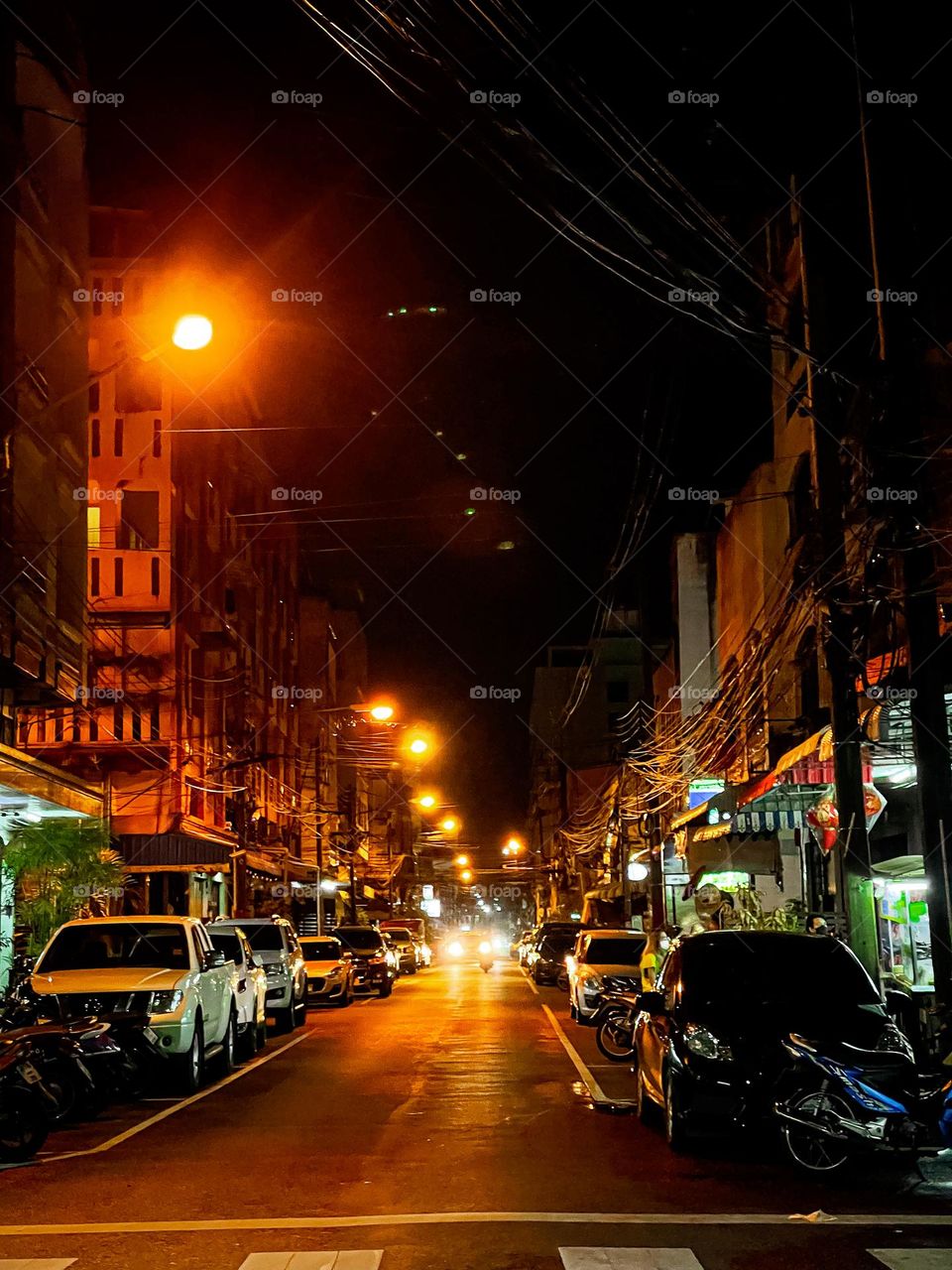 Night scenery - full of lights in Hatyai, Thailand