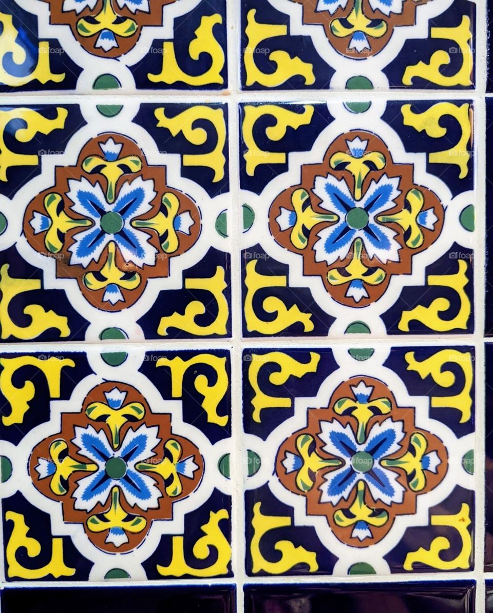 yellow and blue tile