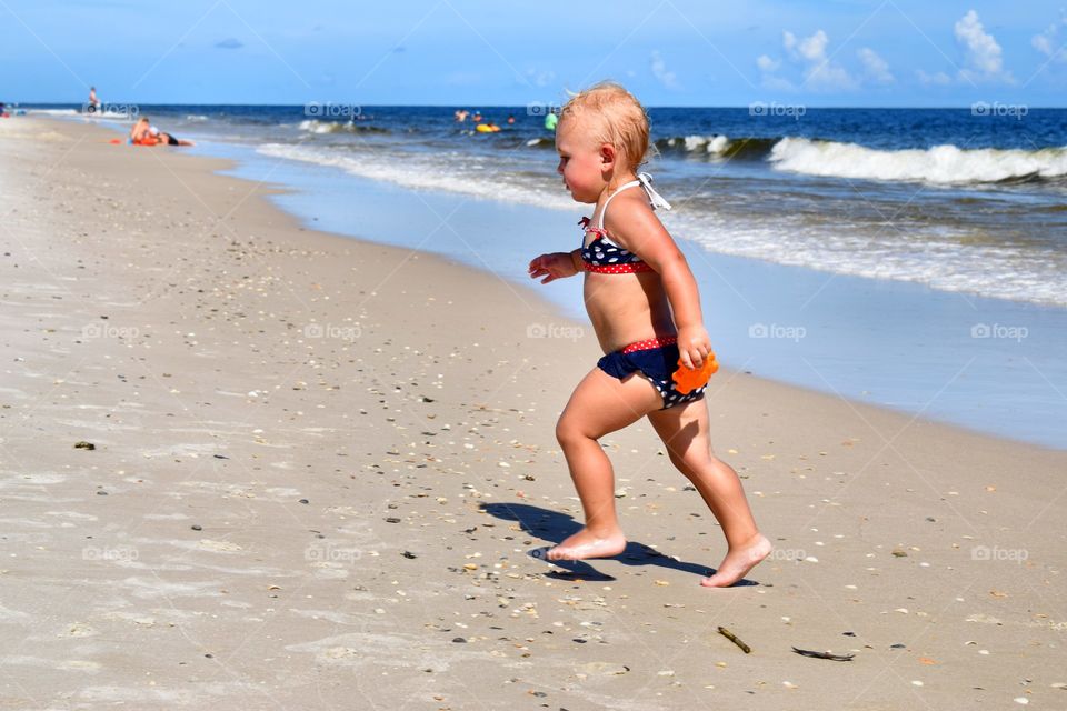 playing on the beach