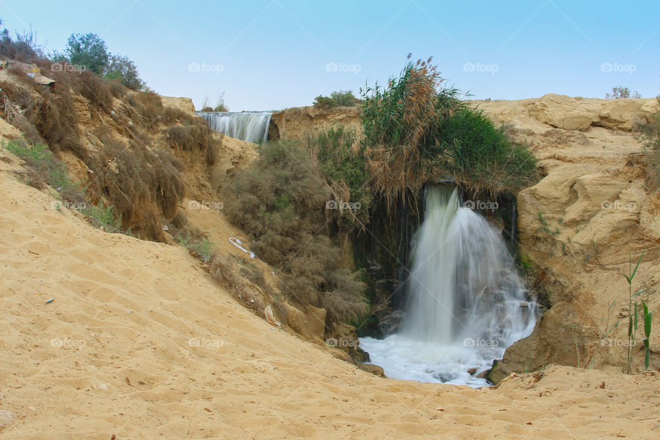 Waterfall of Fayoum city, Wadi Arrayan, Egypt.