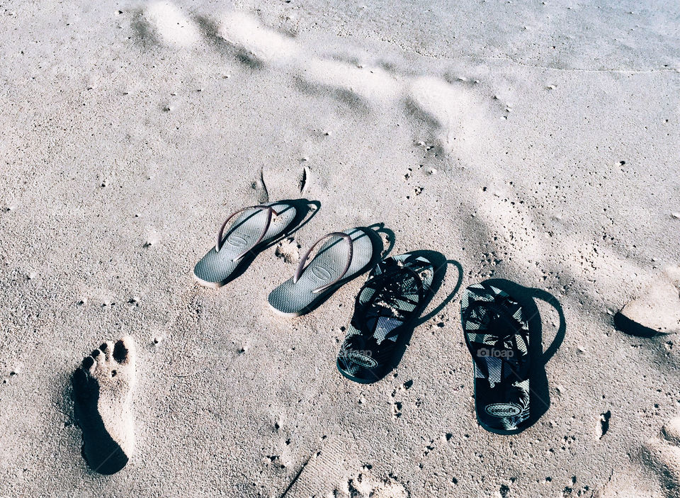 Slippers on the sand