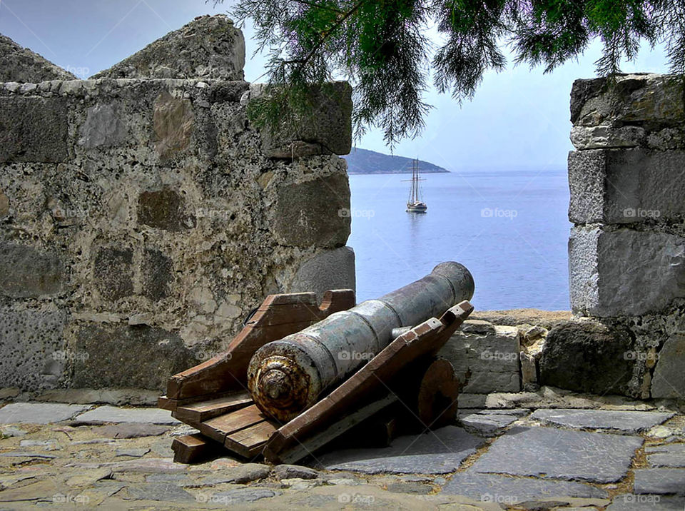 An old cannon in a castle