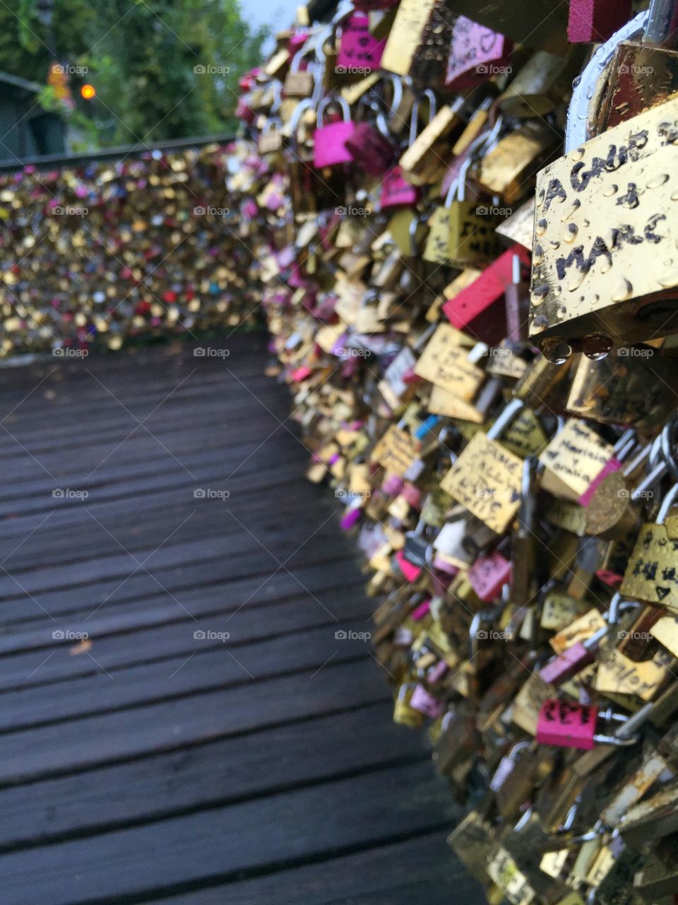 Love locks . The love lock bridge in Paris 