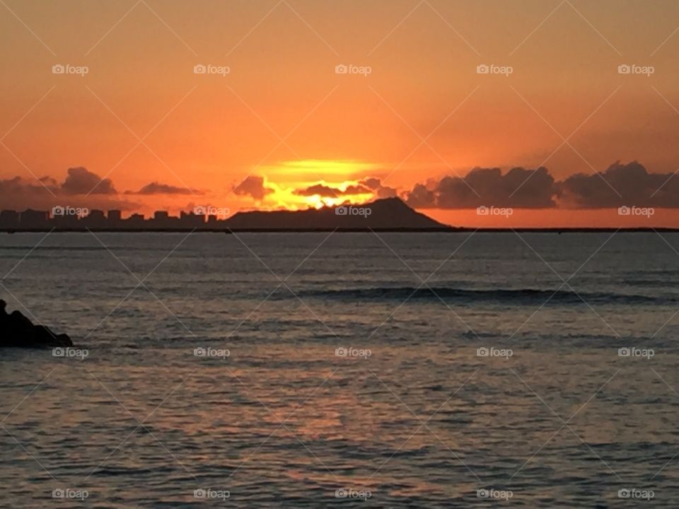 Just the sunrise coming up over Diamond Head!