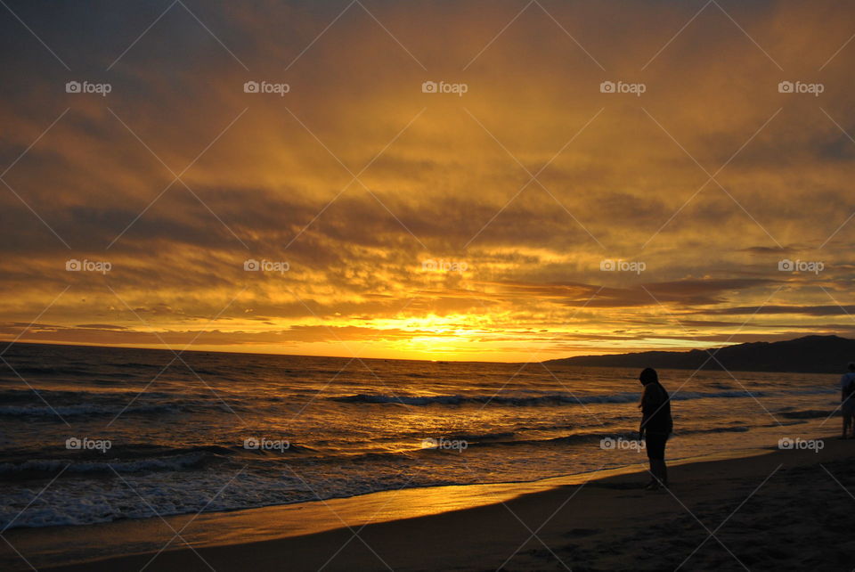 Sunset at Santa Monica beach