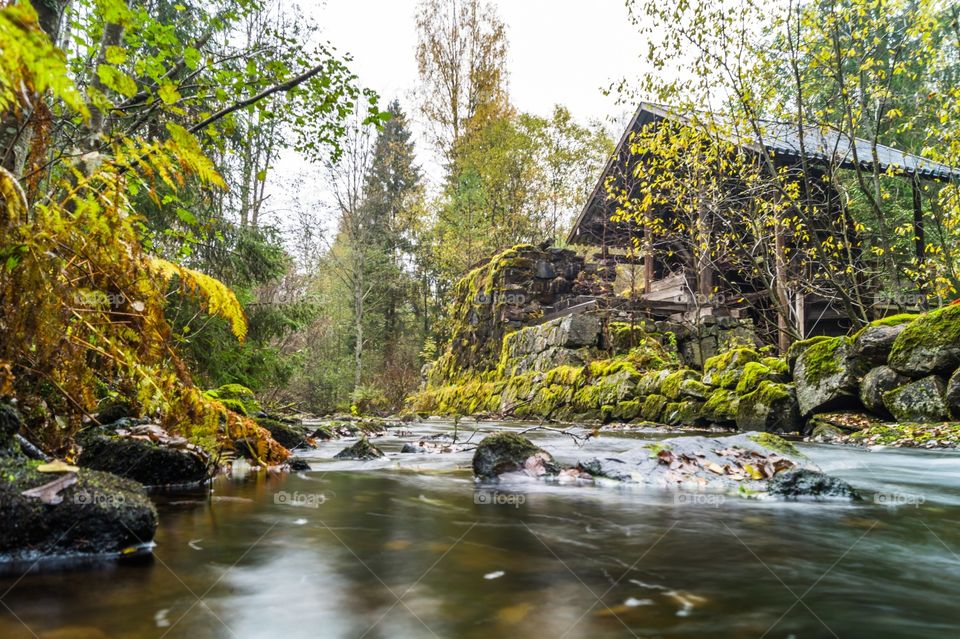 An old watermill in the forest og Akershus, Norway. 