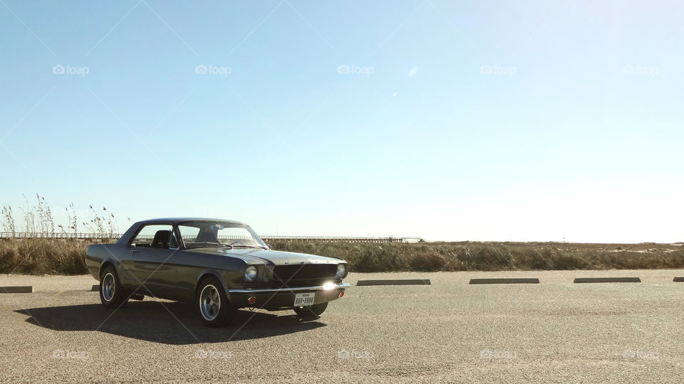 1965 ford Mustang by ocean