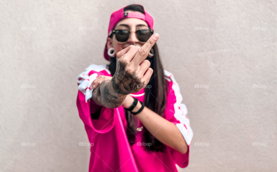 Portrait of a young girl with tattoos
