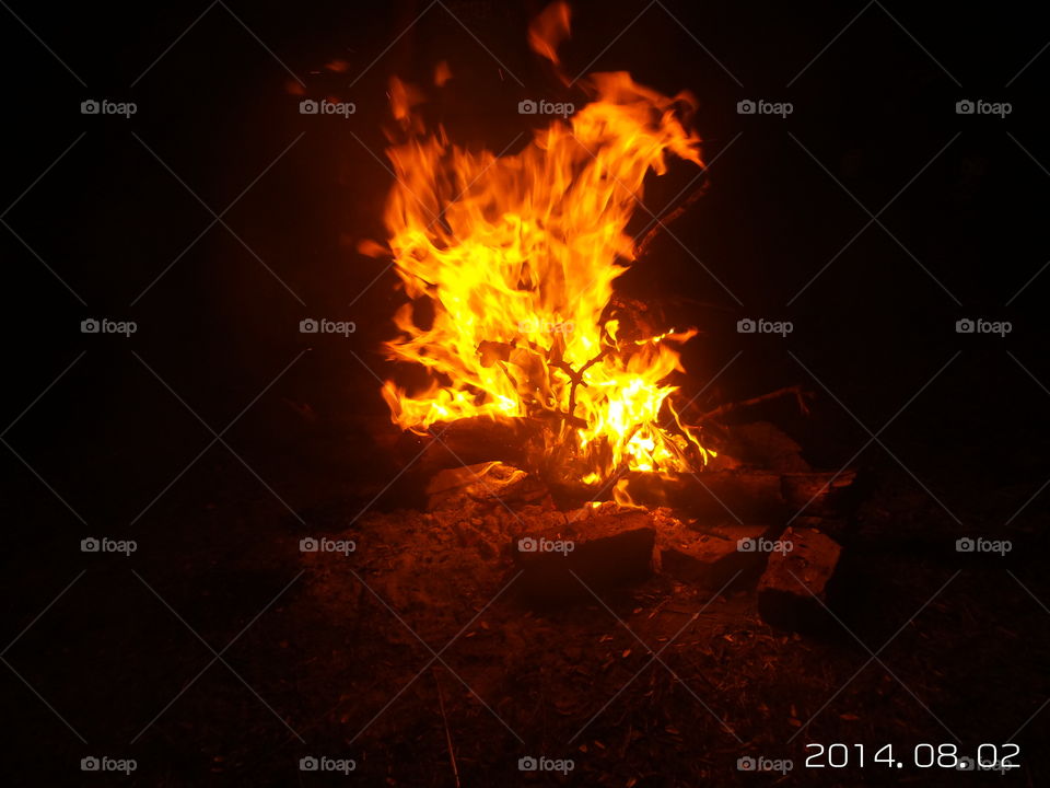 fire camp. night on fire