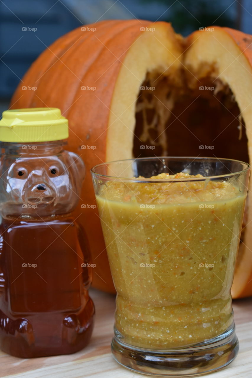 pumpkin and honey Blended together to make a great drink.