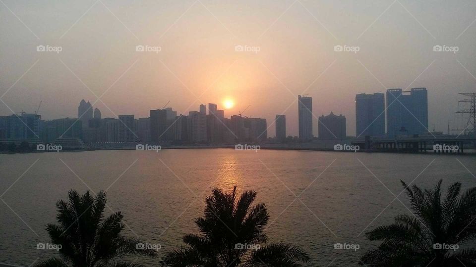 nothing like good old fashioned sunset amidst the busy small city of Abu Dhabi