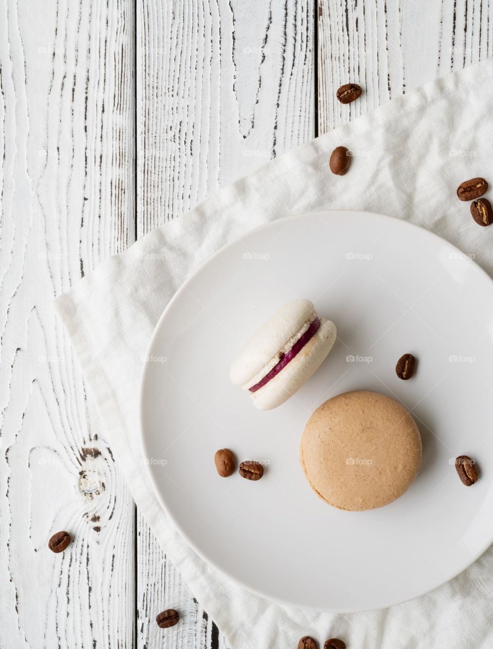 white plate with macarons