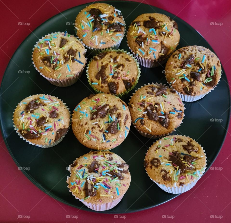 Plate with dessert muffins