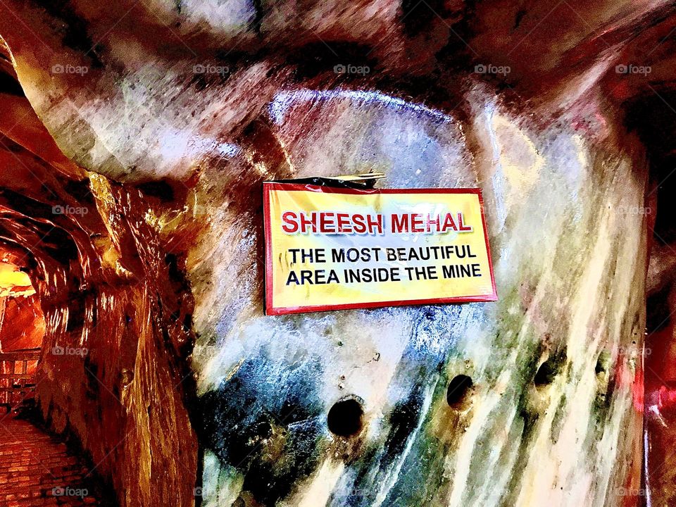 Colorful, shiny salt walls, Khewra Salt Mines, Punjab, Pakistan 