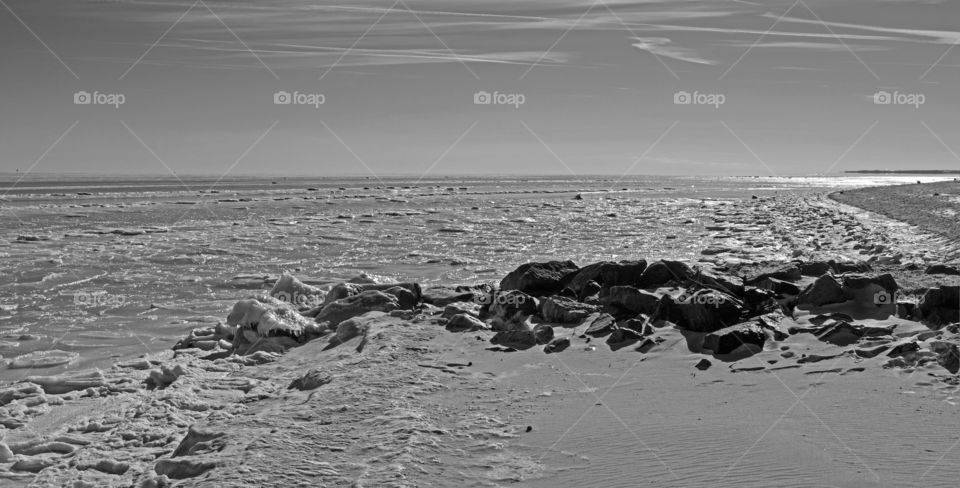 Frozen beach on Chesapeake Bay