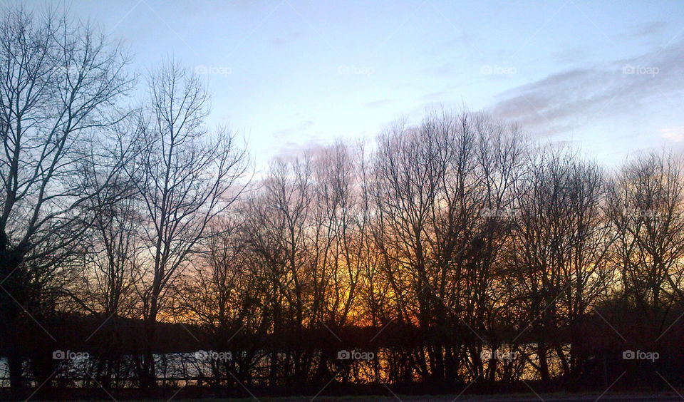 English winter sunset.