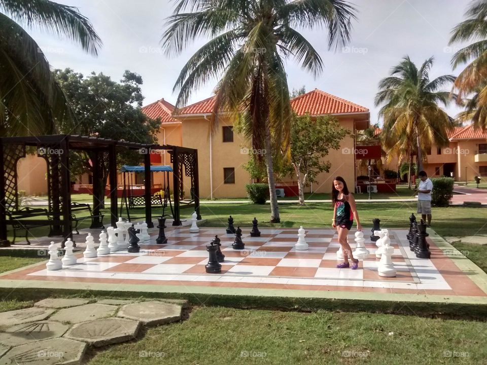 giant chess game, tourist attraction at the inn in Varadero Cuba