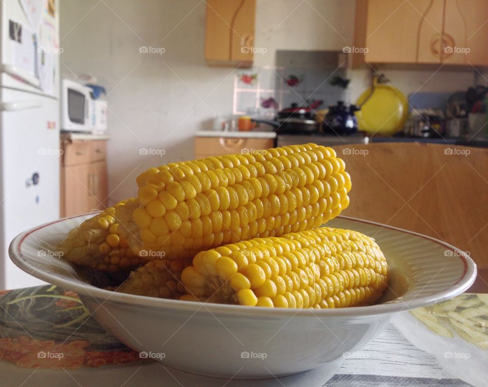 Sweet corn in the plate