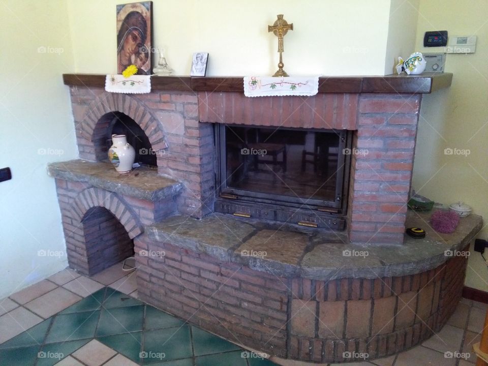 Fireplace with oven