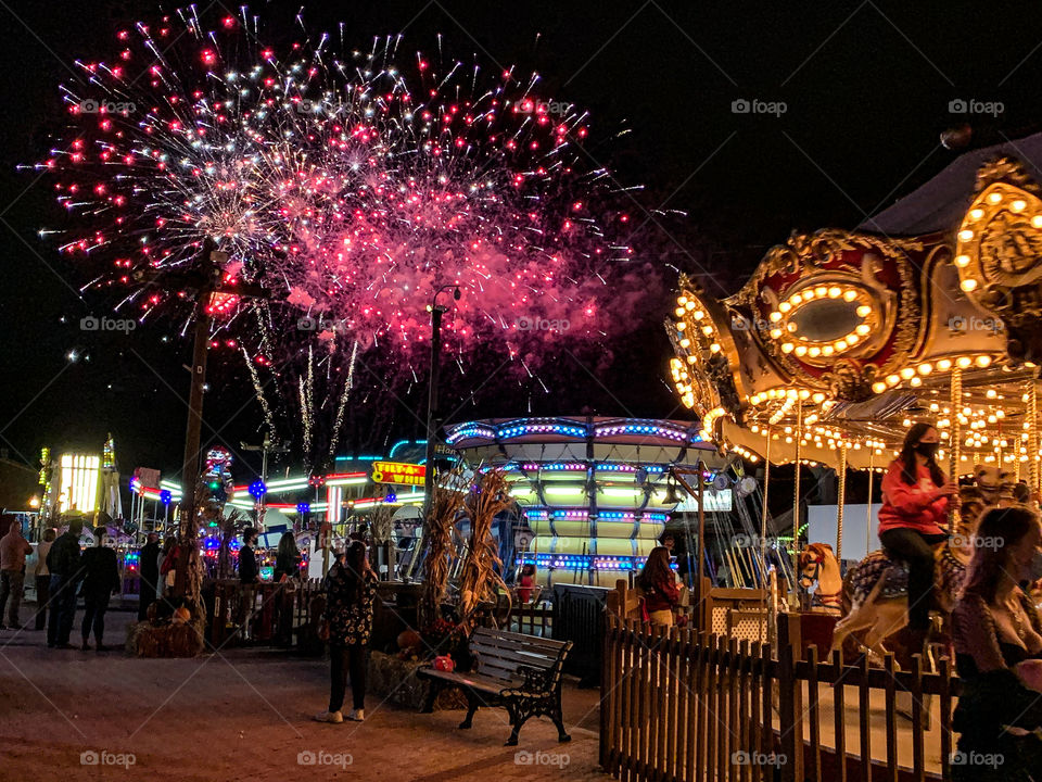 Fireworks at a carnival 