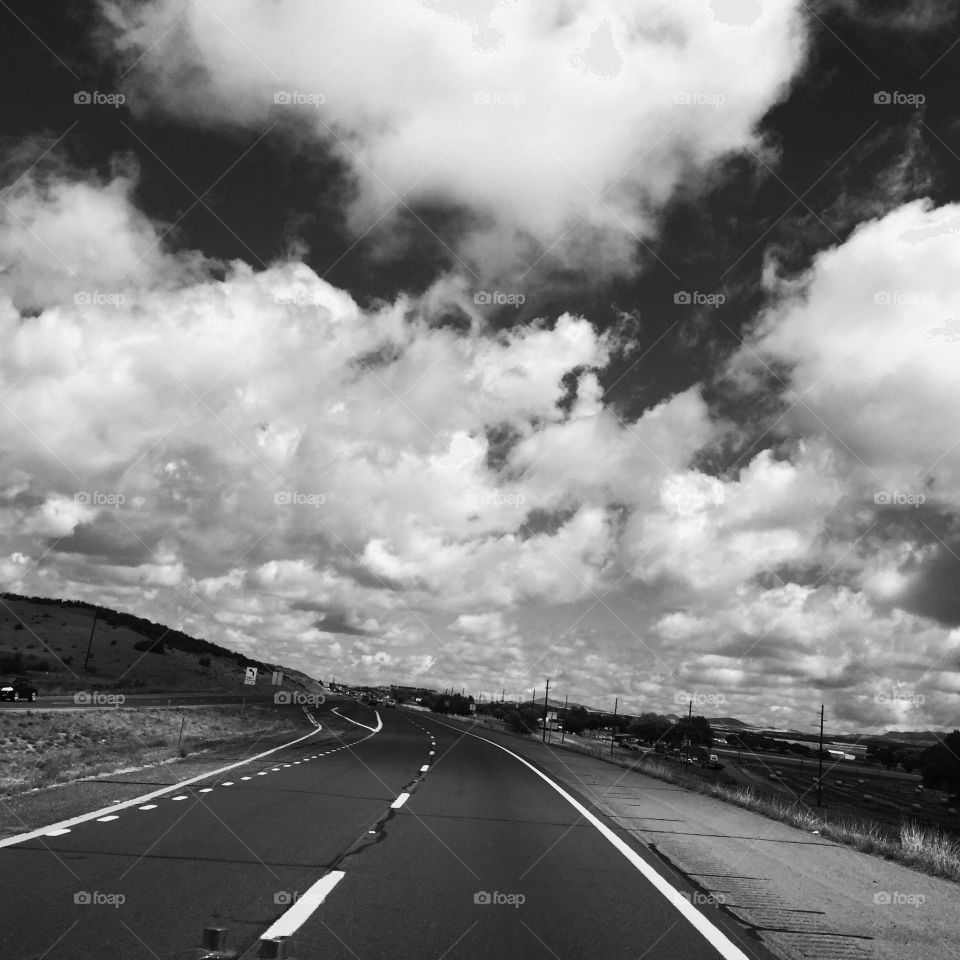 Open Road. Open Road with Clouds