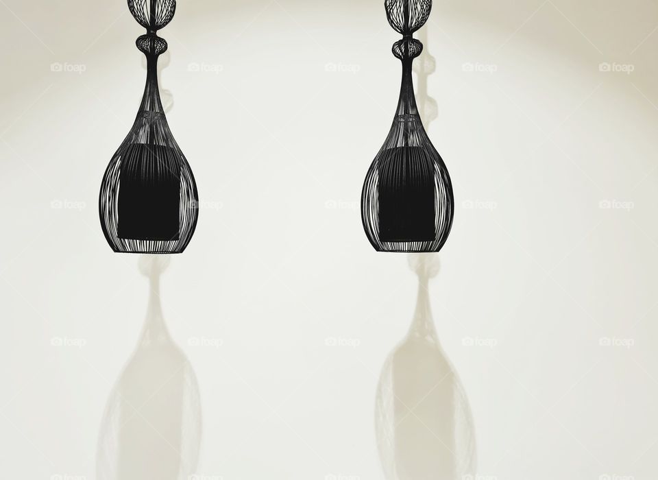 modern black lamps on white background