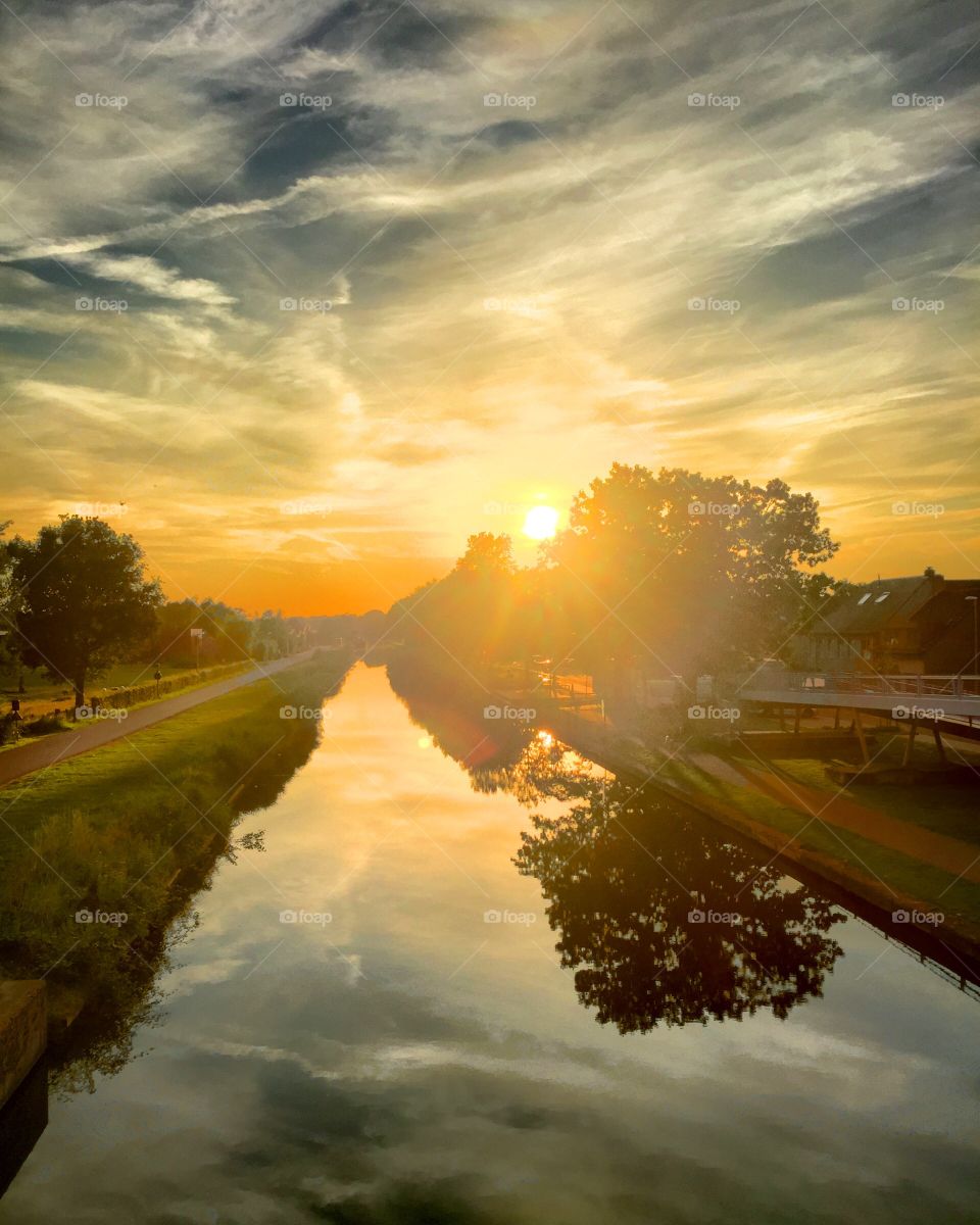 Reflected sunrise sky 