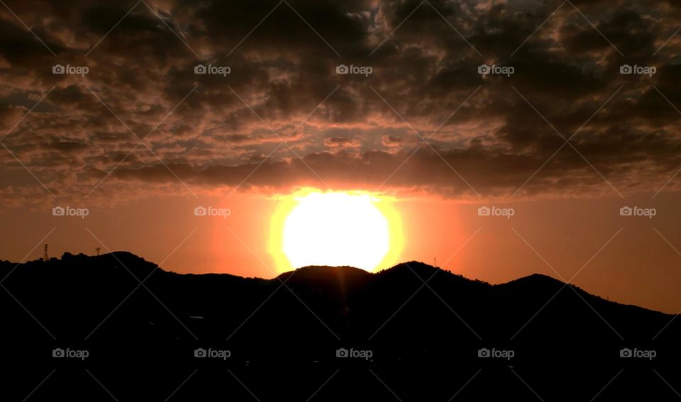 Sunrise on the mountain. Or Sauron Eye.