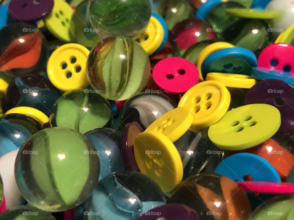 Many Marbles and buttons