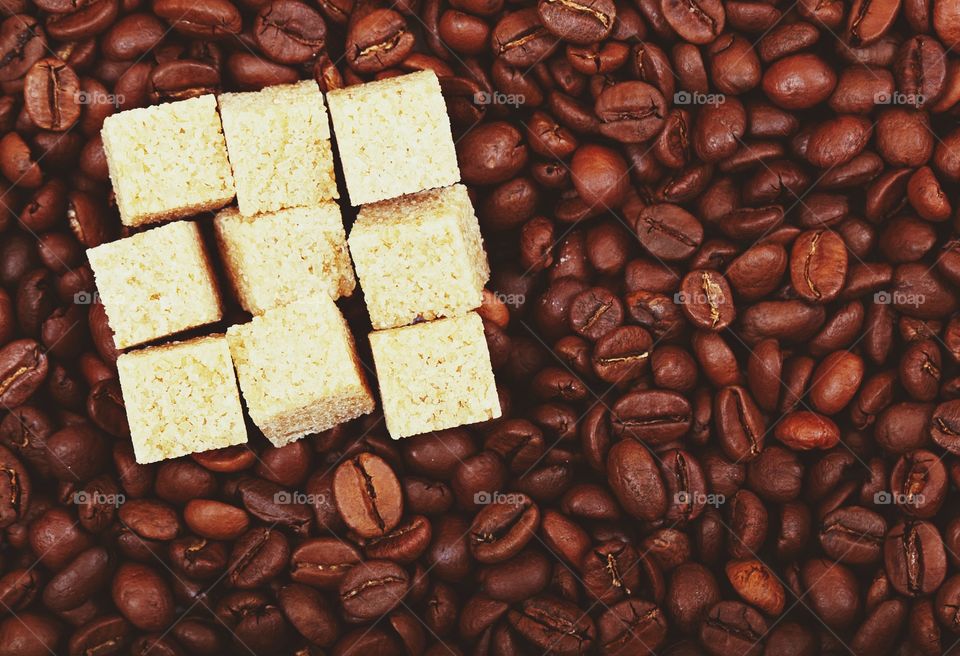 Coffee beans and sugar