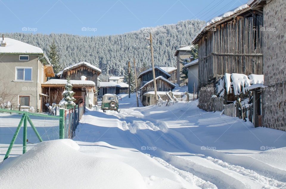 Winter landscape, Ravnogor Village, Bulgaria