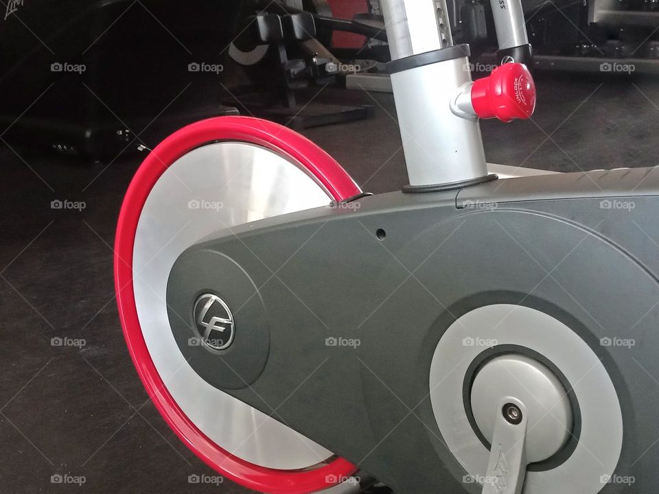 Exercise bycicle in a gym, different circles