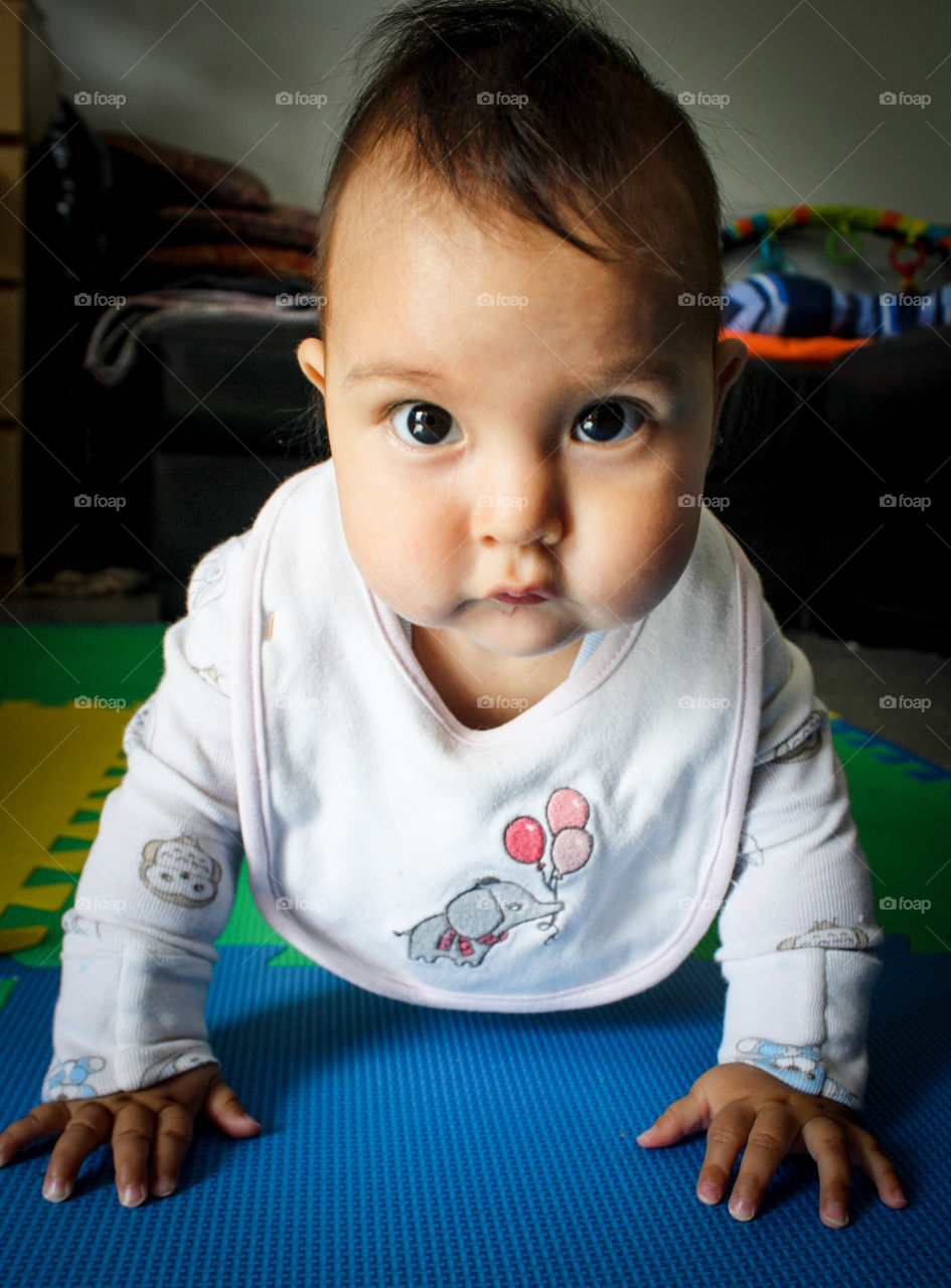 Crawling baby in a house