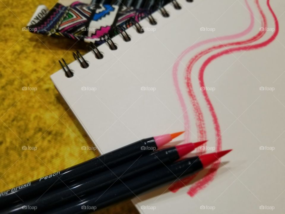 Squiggle Lines With Ooku Watercolor Paintbrush Pens