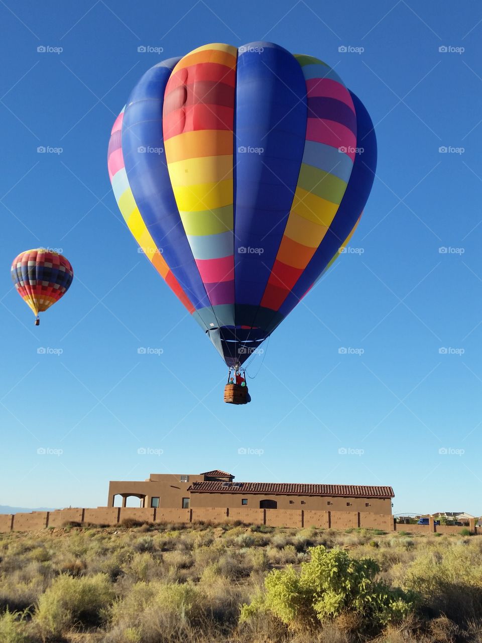 Hot air balloon in flight near Albuquerque,  Nm