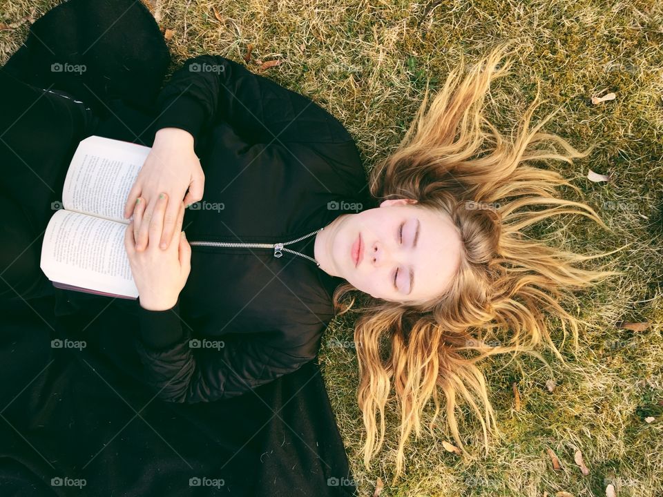 Girl relaxing in the park