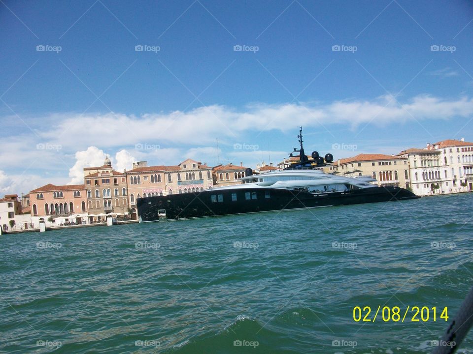 Large yacht at Italian dock