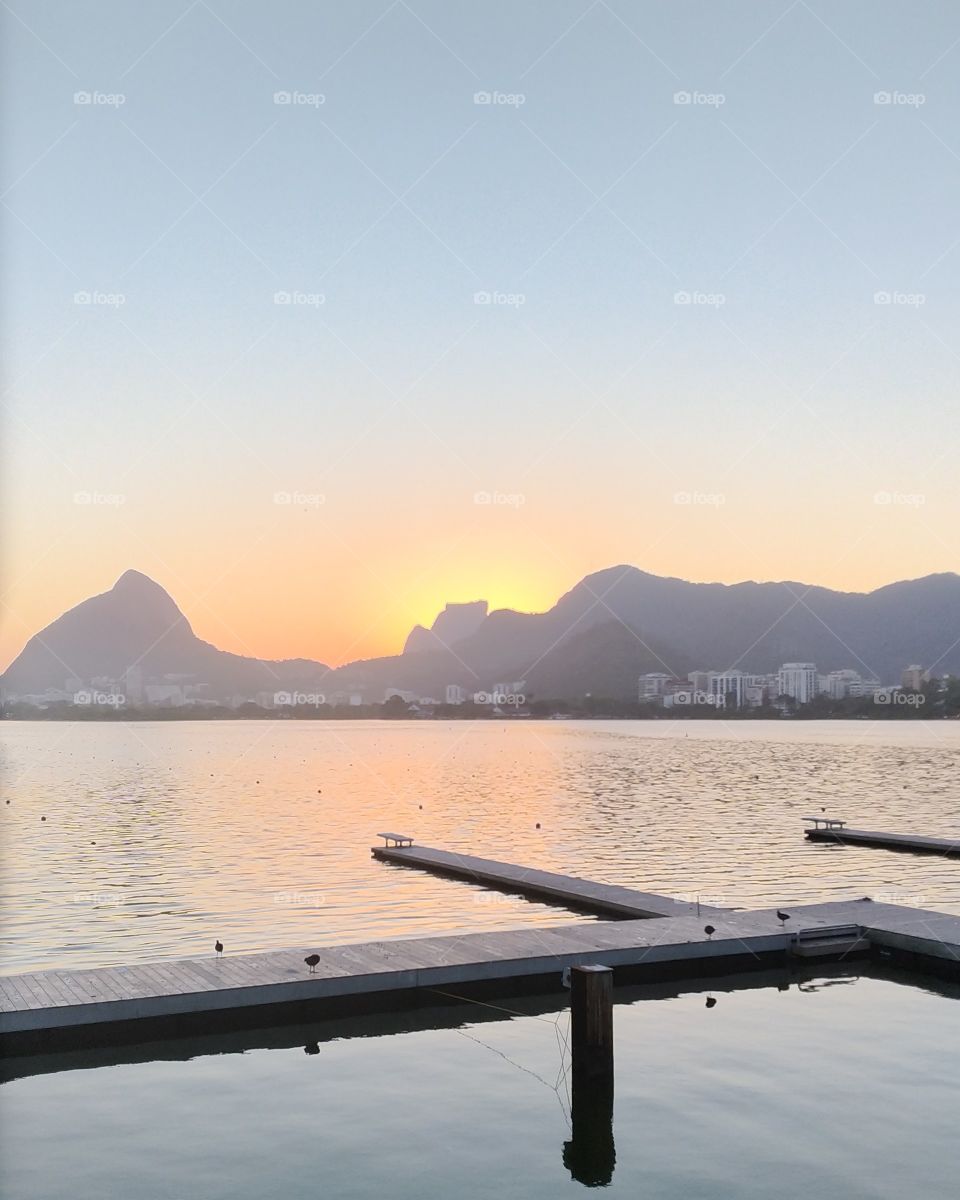 Divine sunset at Rodrigo de Freitas Lagoon, Rio de Janeiro, Brazil.
