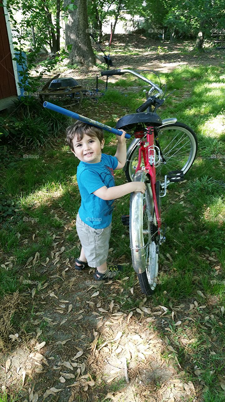 Spidey-Silas. My amazing son loves this bike; and frequently comments on it saying "sorry, bike too big." 