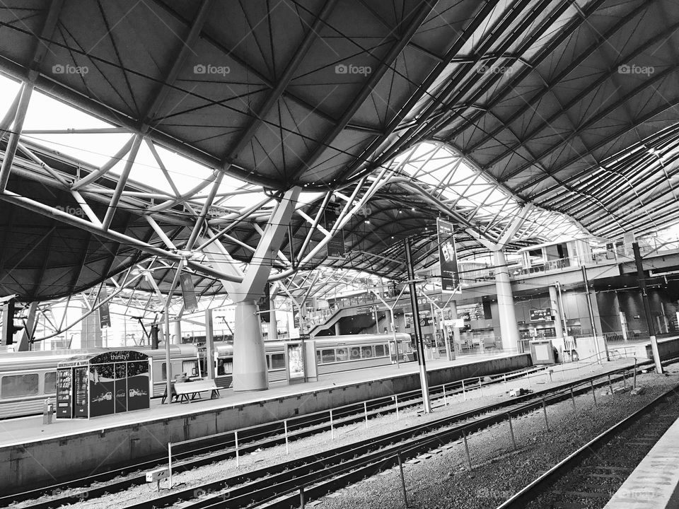 The modern architecture of the Southern Cross Railway Station in Melbourne, Victoria Australia 