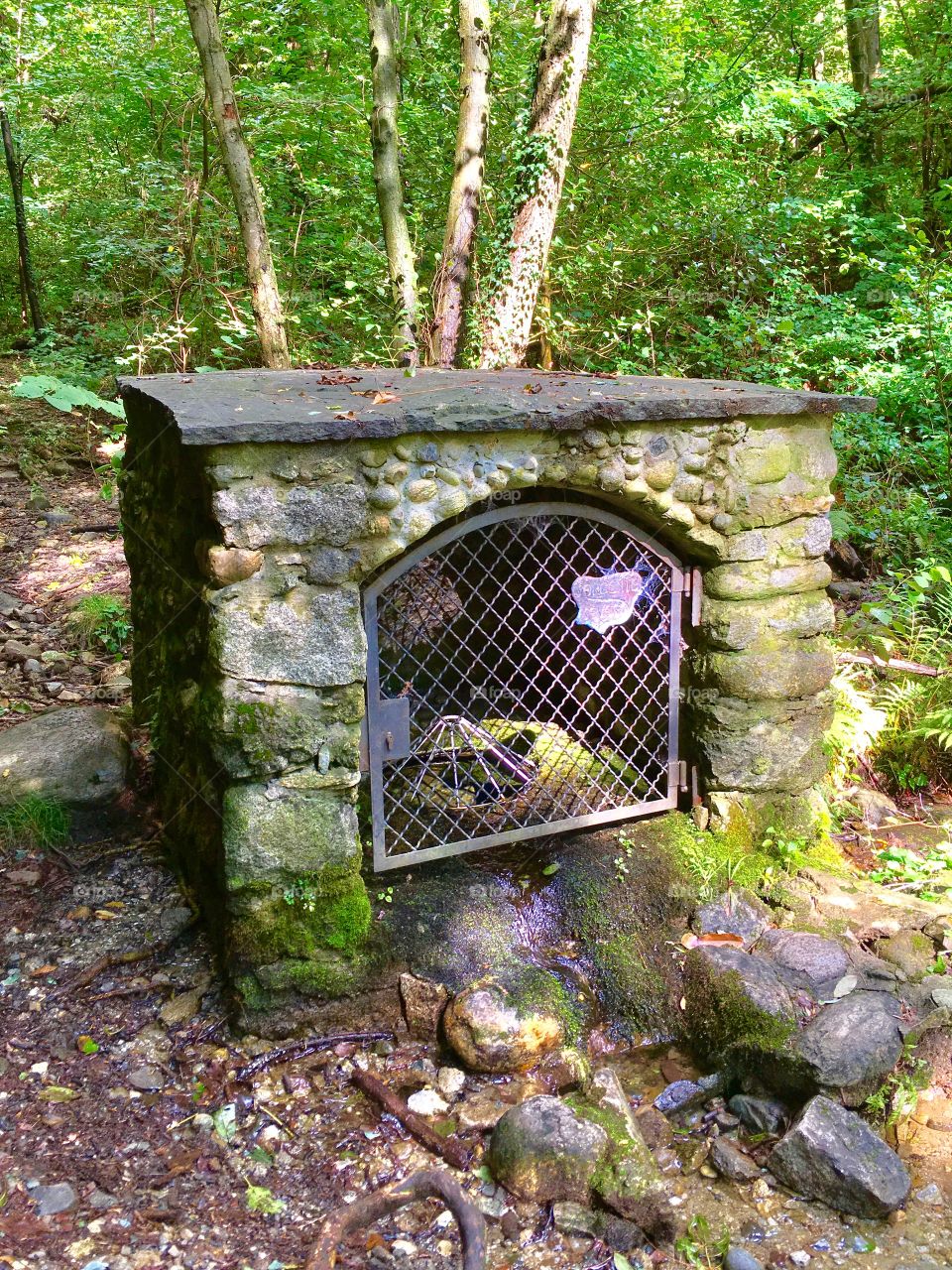 source of river Seveso located at 490 m above sea level on Mount Sasso, fraction of Cavallasca, San Fermo into regional park Spina Verde, near the Swiss border