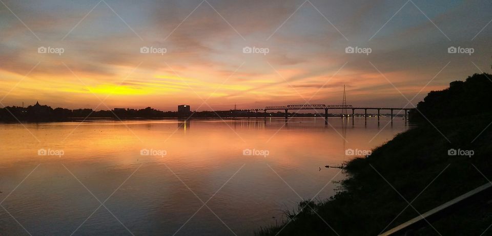 sun set of ganga river varanasi india