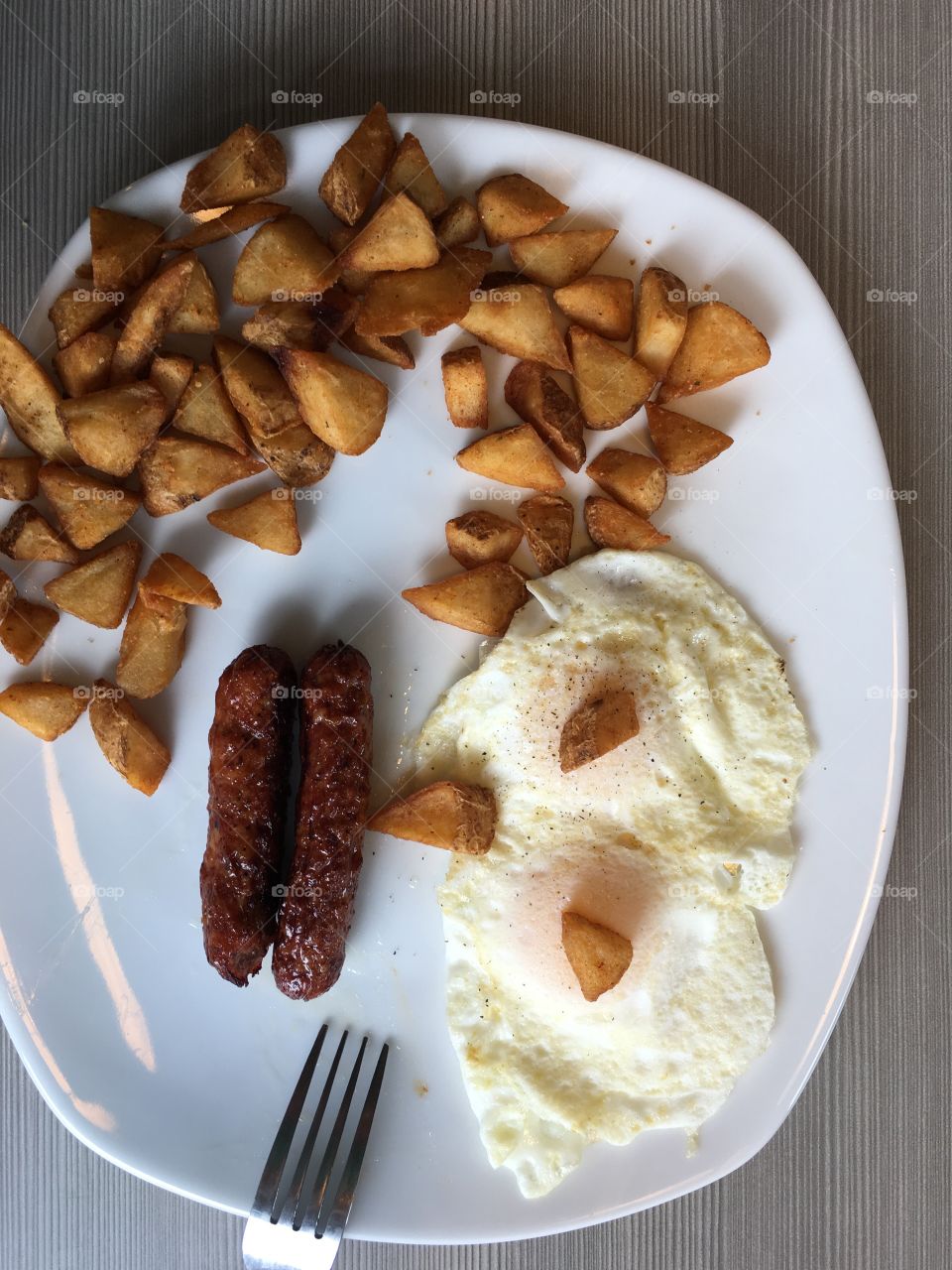 Friday eggs breakfast potatoes and sausage top down