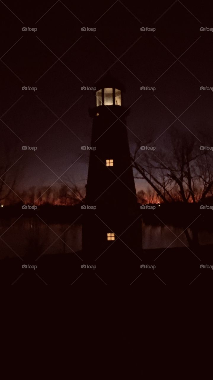 Lighthouse carried into night. Barely Enough Back Lit Conditions. Night is taking over this Day. 