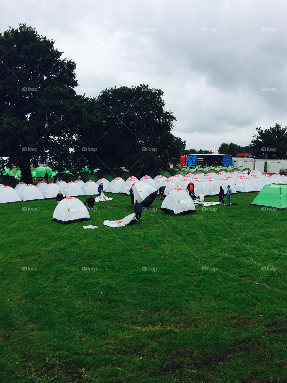 Setting up tents at Le Mans 