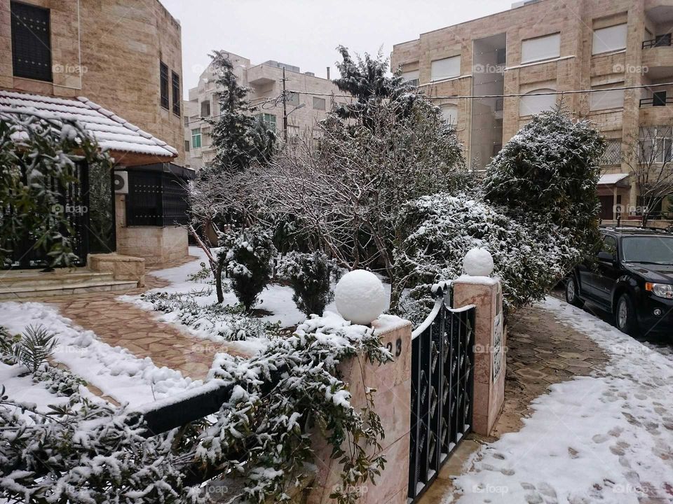 Snow on villas
