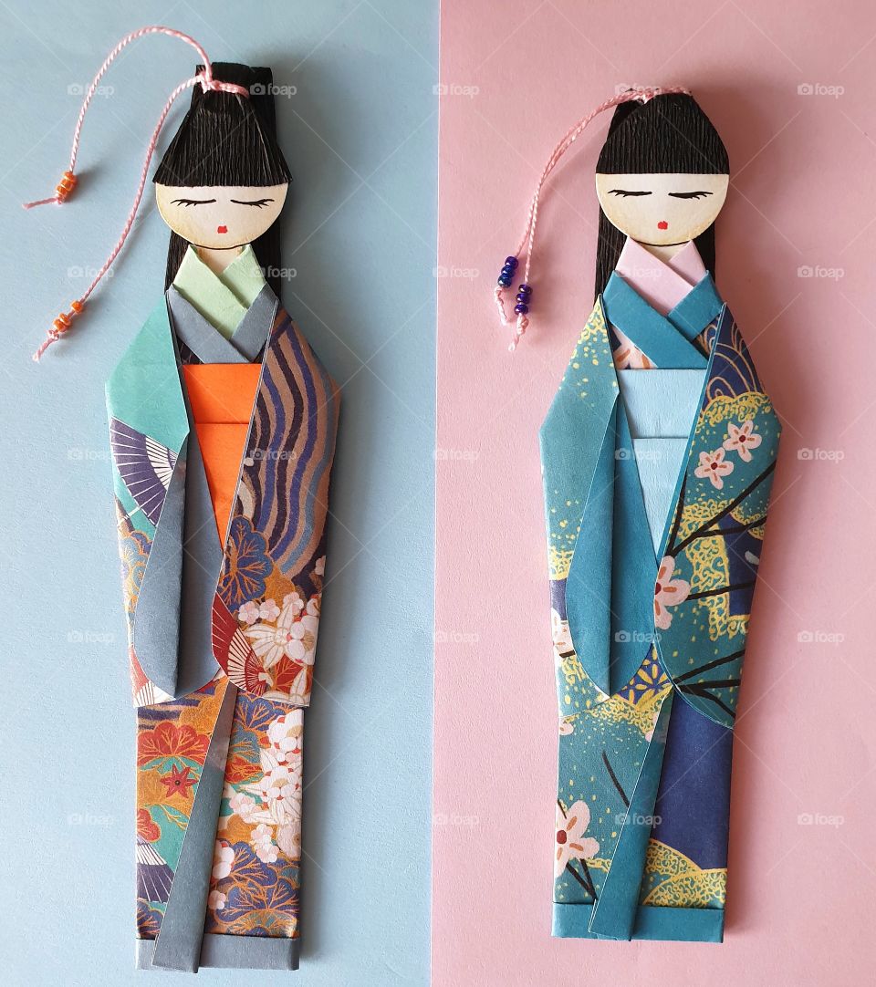 Origami Bookmarks Japanese Dolls